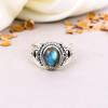 925 Sterling Silver Labradorite Gemstone Oval Shape Boho Ring For Women