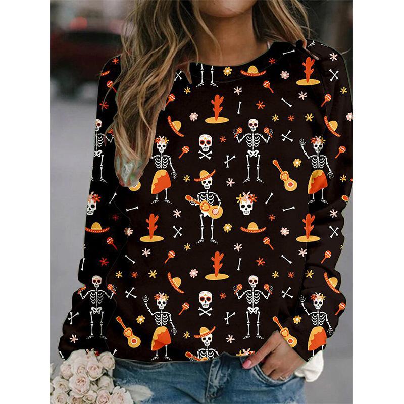 Shoulder Sleeves for Spring Autumn Comfortable and Fashionable Simple and Loose 3D Digital Printed Women's Clothing Pullovers & Long Sleeves
