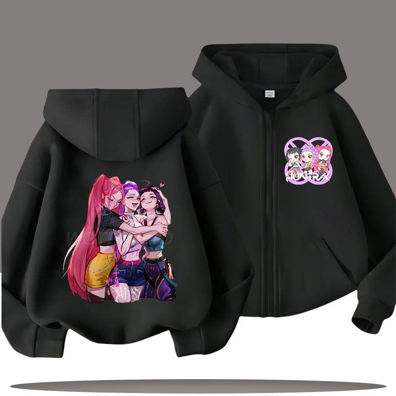 KPop Demon Hunters Zipper Hoodies for Boys and Girls, Children's Fashion Sweatshirts