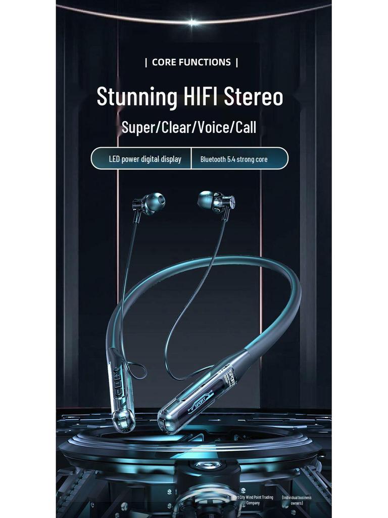 Deep Bass Bluetooth In-Ear Neckband Earphones: Long Battery, Noise Reduction, Waterproof for Sports & Gaming