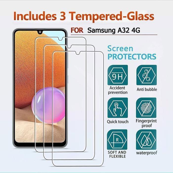 Verre trempé - PROSHOP - pour Samsung A32 4G - Anti rayure - Résistance 9H - Pack de 4 Films Vitre