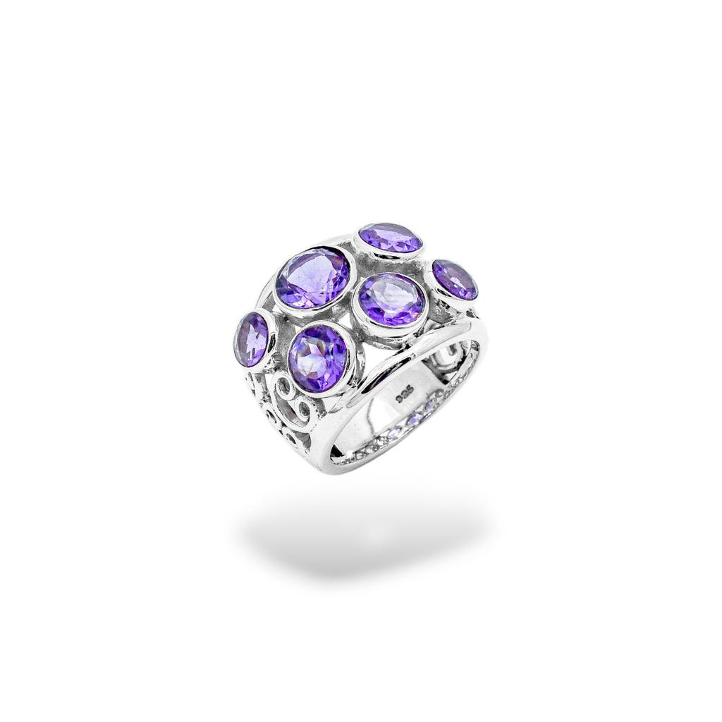 925 Sterling Silver Amethyst Ring: Purple Gemstone Jewelry