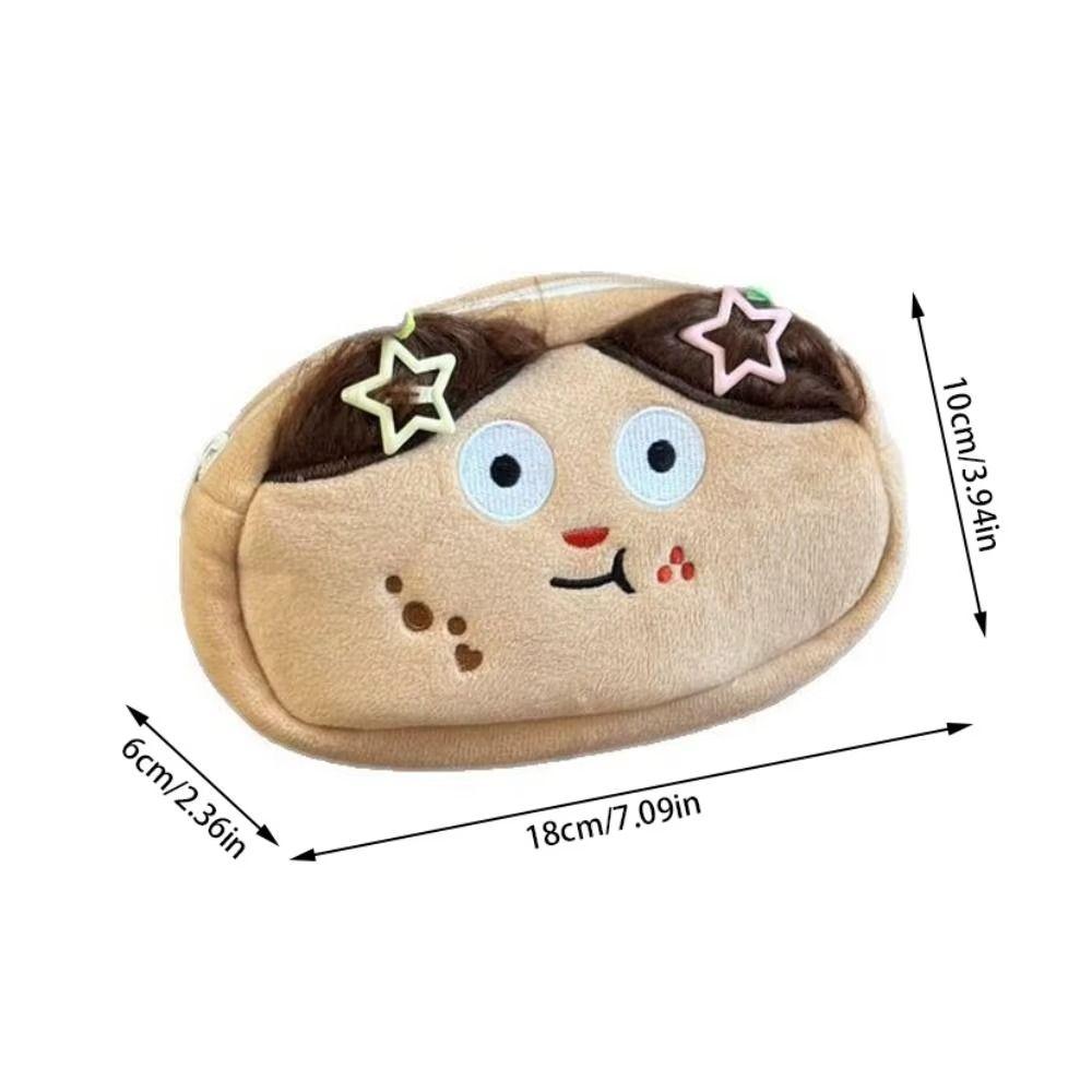 Cute Facial Expression Plush Pencil Case Large Capacity Funny Makeup Bag Pencil Box