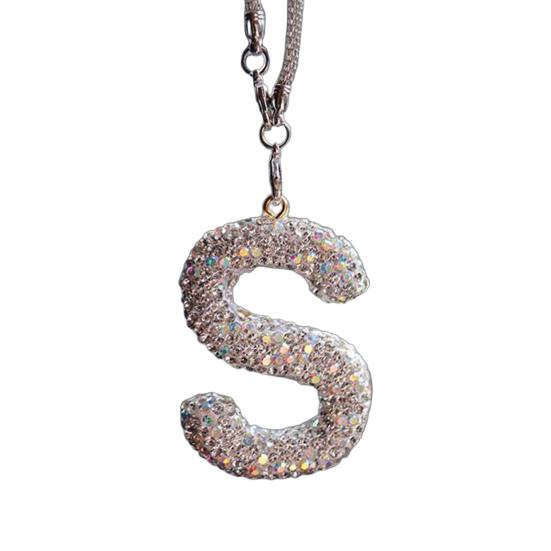 Блестящая подвеска в виде буквы автомобиля, подвеска в виде буквы из искусственного кристалла, подвесное зеркало заднего вида для автомобиля, украшение в виде алфавита со стразами для автомобильного дерева, аксессуар