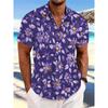 Men's Lapel Shirt Summer Beach Short Sleeve Outdoor Daily Shirt Tops Floral Printed Pattern Loose Men's Clothing