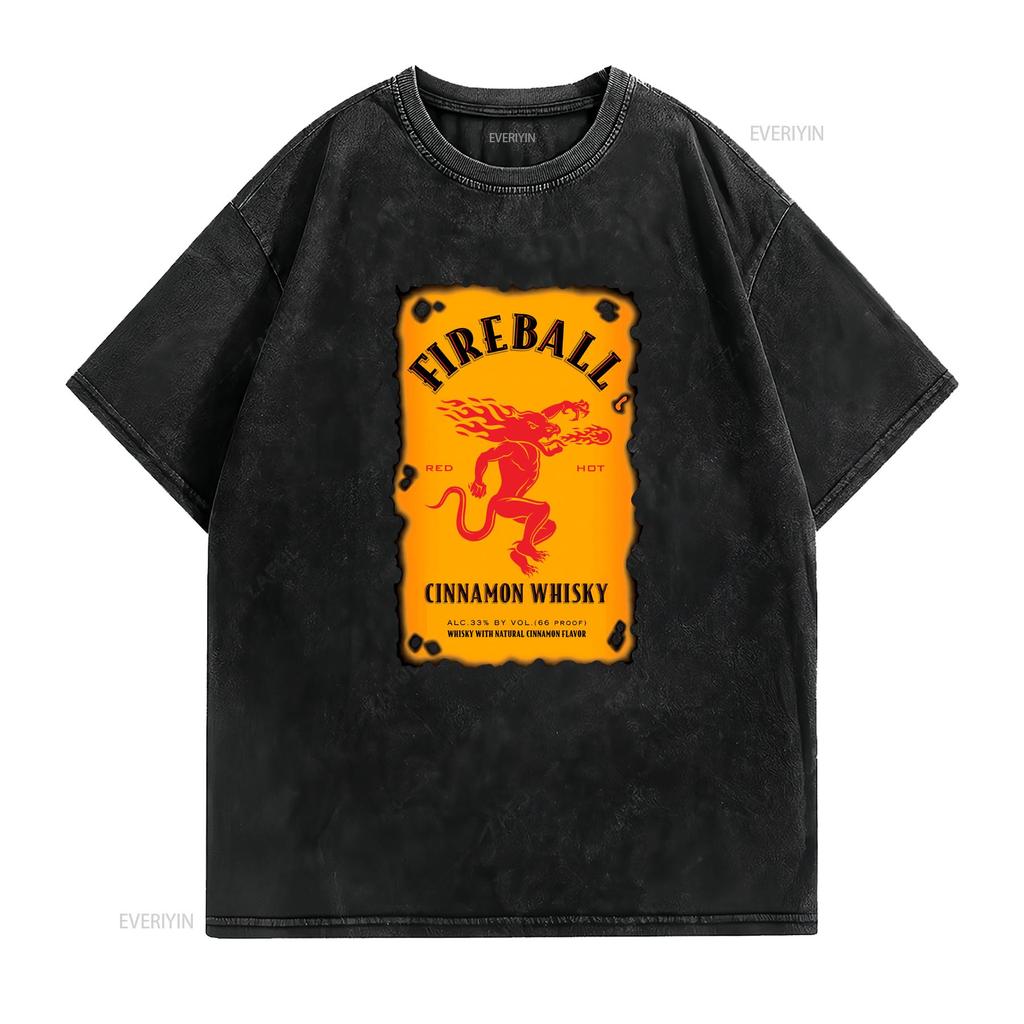 Fireball Whiskey Logo Unisexs T Shirt Usa Size S 5xl Vintage Washed Slightly Comfortable Breathable Stylish Designer Clothes Soft