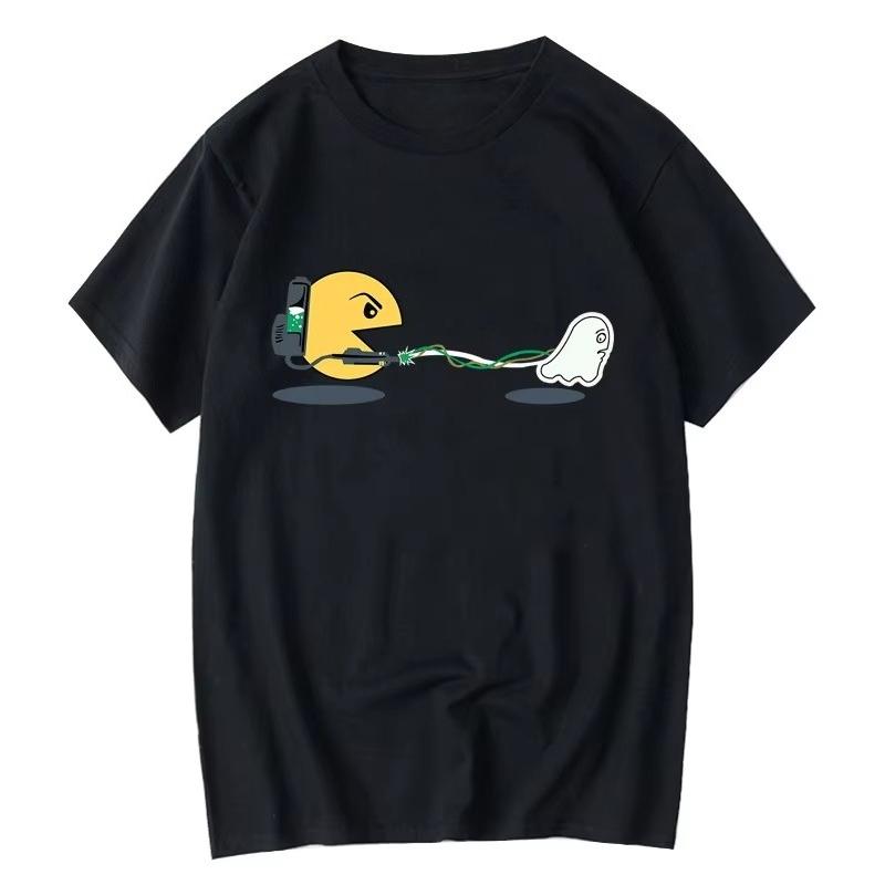 Мужская летняя повседневная футболка 100% хлопок с забавным принтом Мужская футболка с круглым вырезом Свободная футболка с коротким рукавом Мужская футболка