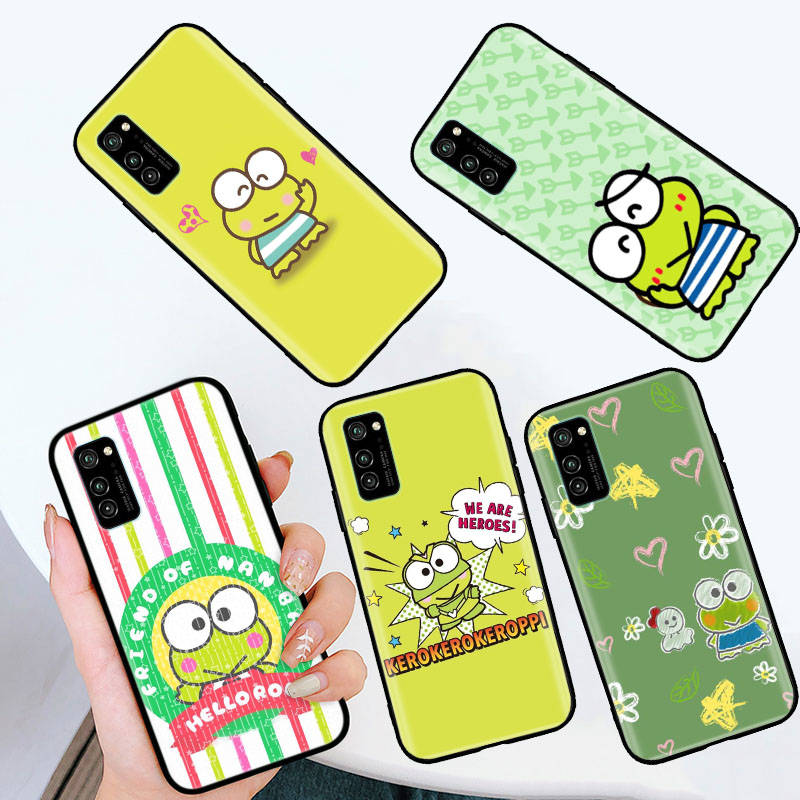 Black Case for iPhone 16 15 Plus 14 13 12 11 Pro 8 6 SE XR XS Max P30 Nova 5T Y5P Y6 Y7 Y8P Y9 Realme C30 C33 C31 L-23 Frog Keroppi