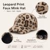 Adjustable Fit Faux Mink Cap Leopard Print Plush Hat Retro Baseball Cap  Autumn Wear