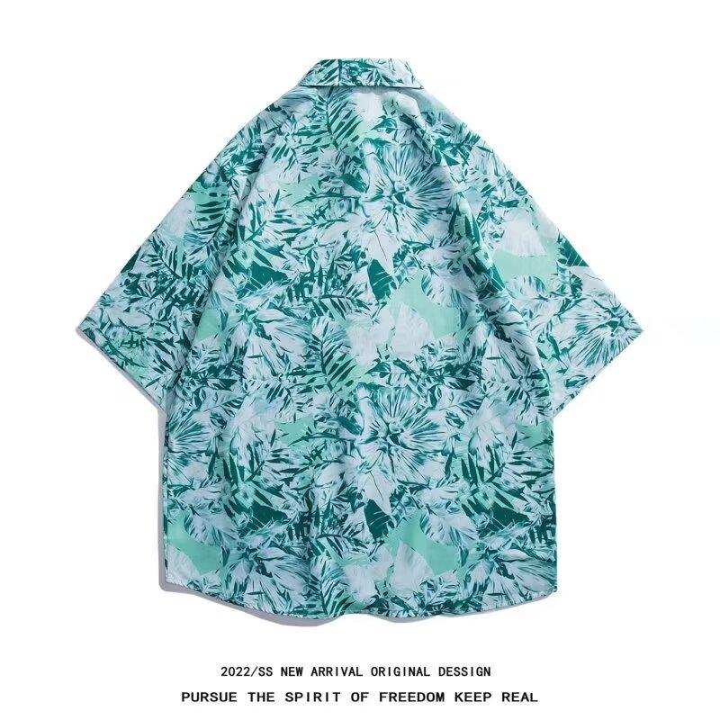 Мужская рубашка в стиле ретро, ​​мужской летний наряд, студенческий свободный крой, нишевый дизайн, повседневный мужской топ, верхняя одежда, пляжный топ