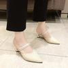 Fashion Shoes Female 2024 Hot Sale Plus Size Women's Slippers Sexy Pointed Toe Dress Slippers Women Fashion Closed Toe Heels Women