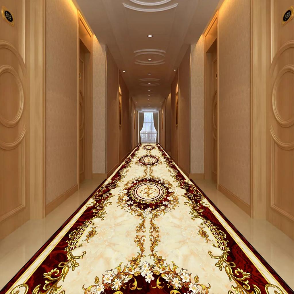 Золотистый Абстрактный Стиль Ковровое Покрытие для Коридора Проход Нескользящие Дорожки Моющиеся Коврики для Лестницы Домашний Декор Коврик для Гостиной Настраиваемый