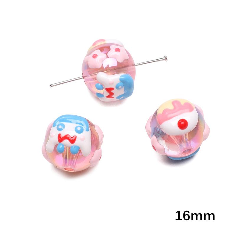 Handmade Beads Acrylic Double-sided Hand-painted Round Beads Graffiti Handmade Beads Diy Weaving Cell Phone Chain String Loose Beads Material