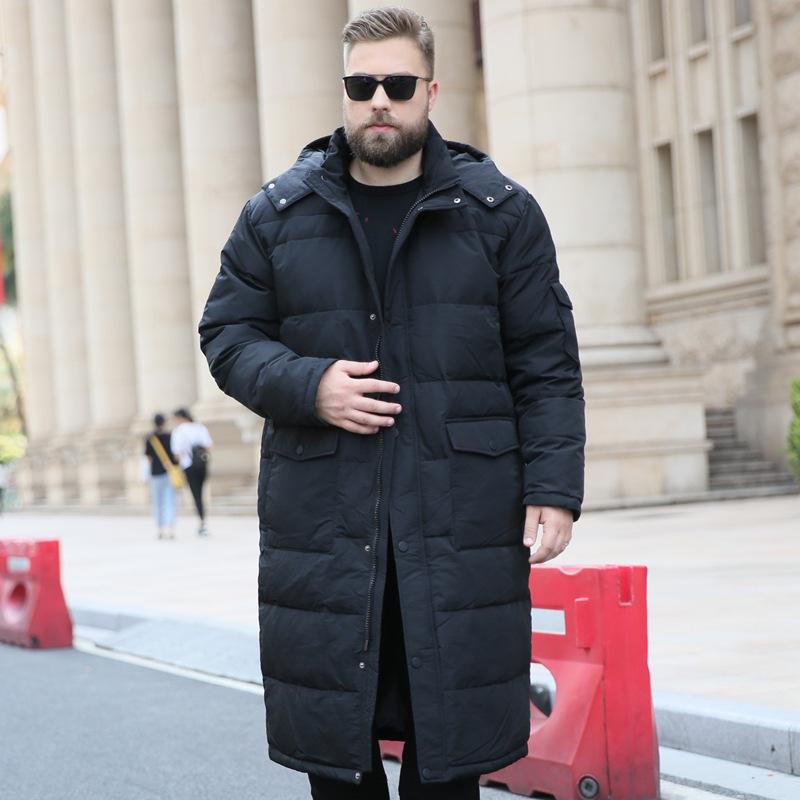 Autumn and Winter European and American Men's Leisure Fashion Oversized Stand Collar Extended Knee Down Jacket Warm Jacket