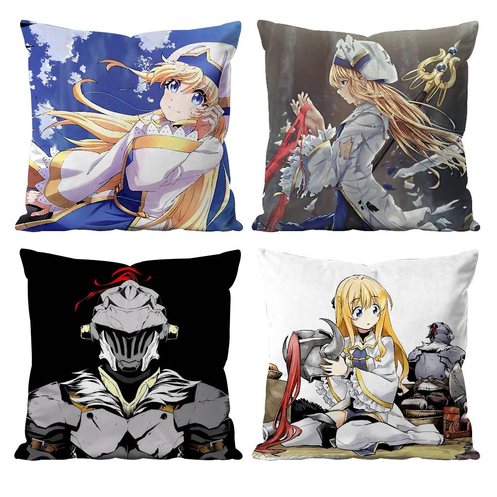 Anime G-Goblin S-Slayer Pillow Case Anti-dustmite Pillowcase Invisible zipper silky short plush Sofa cushion cover