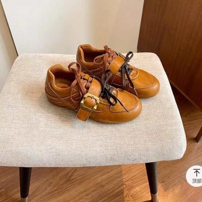 Пряжка ремня двойные шнурки ретро женская обувь на плоской подошве модная повседневная новая осень