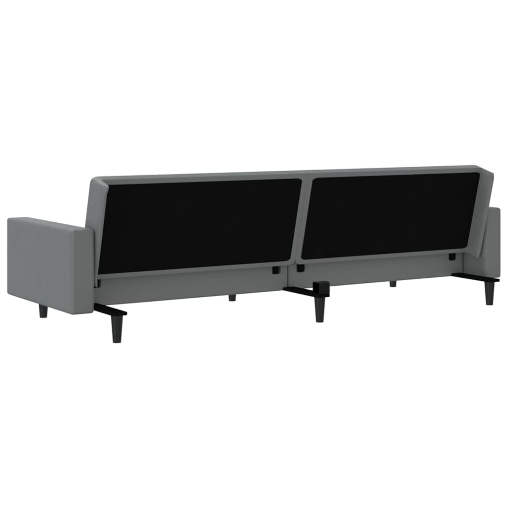 2 Seater Sofa Bed Grey Faux Leather