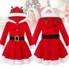 Kids Girls Christmas Santa Dresses Xmas Long Sleeve Party Fancy Cosplay Costume