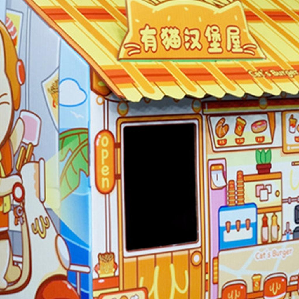 Cardboard Cat House Safe Healthy Wear Resistant Portable Cat Play House with Catnip for Cats