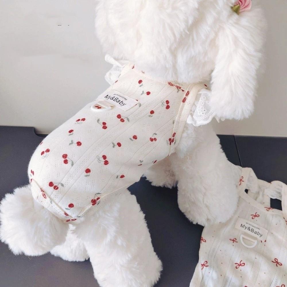 Bow Print Dog Pajamas Breathable Flying Sleeve Wrap Belly Suit Full Belly Protection Comfortable Dog T-Shirt Outdoor Activities