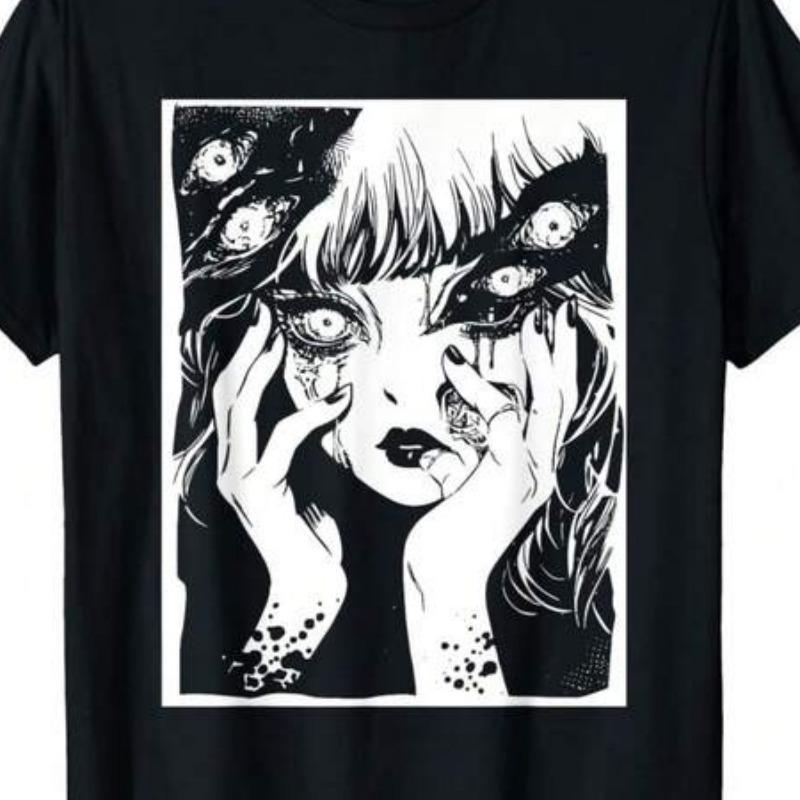 Horror Anime Manga, Strange Japanese Harajuku Men's T-shirt, Summer New Item, Unisex Casual T-shirt