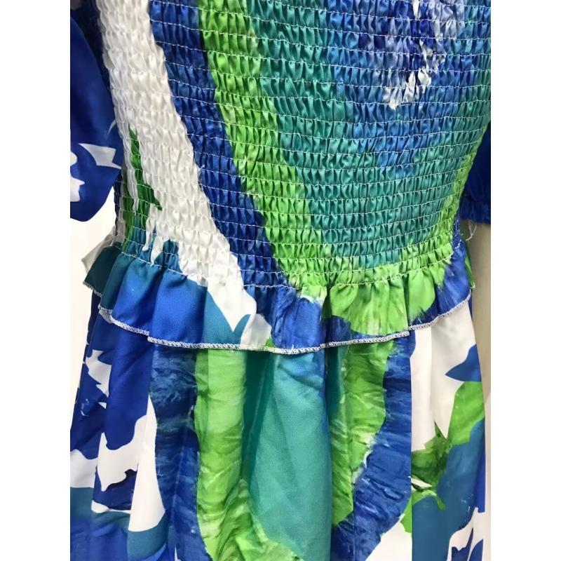 Женские летние свободные длинные платья с объемными рукавами и цифровым принтом