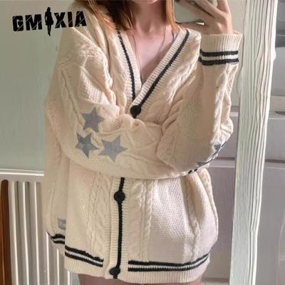 Женский осенне-зимний вязаный вышитый кардиган Temperament Aging Loose Casual Sweater