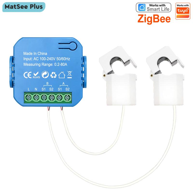 Smart ZigBee Bi-directional Energy Meter with 80A Clamp CT for Solar App Remote Monitor Export Import Power AC110V/240V