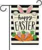 Weather-Resistant Carrot Rabbit Happy Easte Garden Ag 12x18 Inch Double Sided Outdoor Decorations Burlap Yard Ag