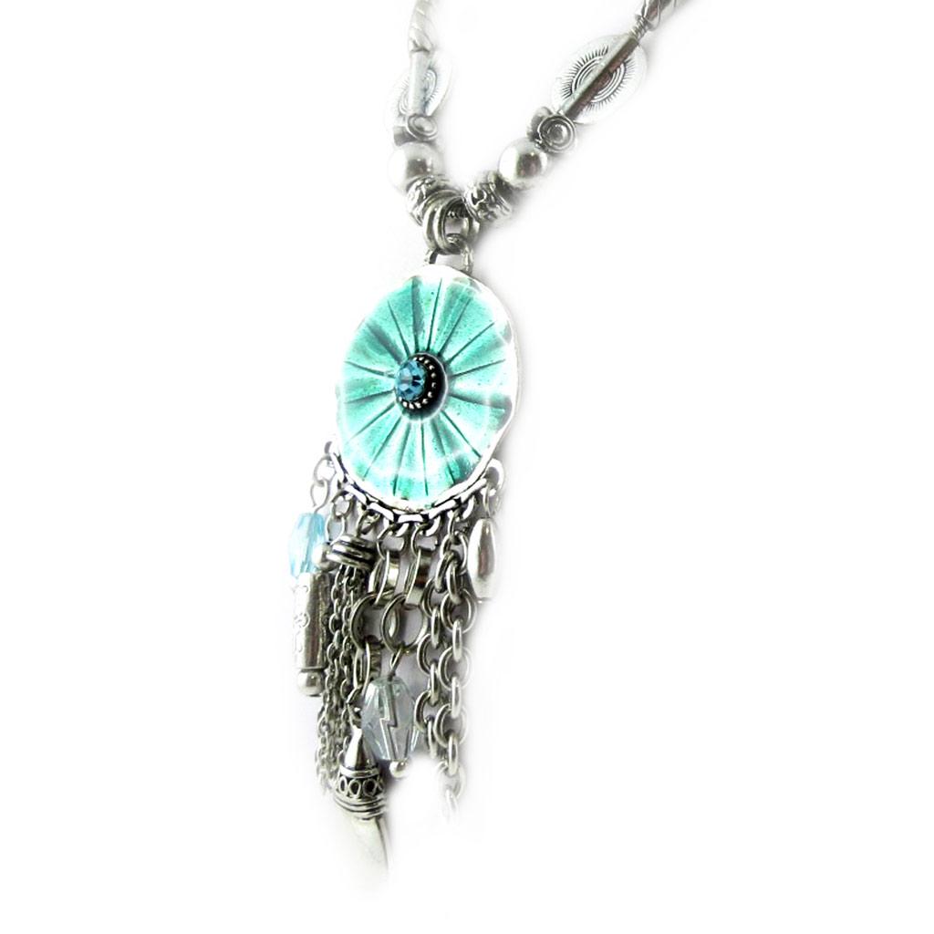 Les Trésors De Lily [E1371] - Designer Necklace 'Memories of the Past' Turquoise