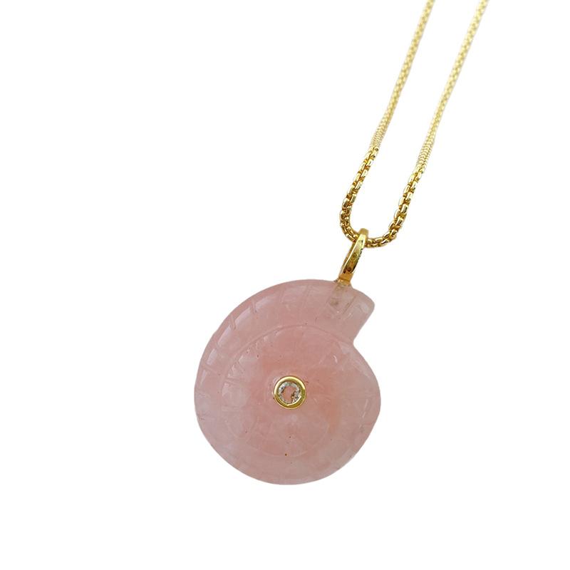 Snail Shell Shaped Carved Natural Crystal Stones With Zircon Amethyst Quartz Tiger Eye Gemstone For Diy Necklace Pendant