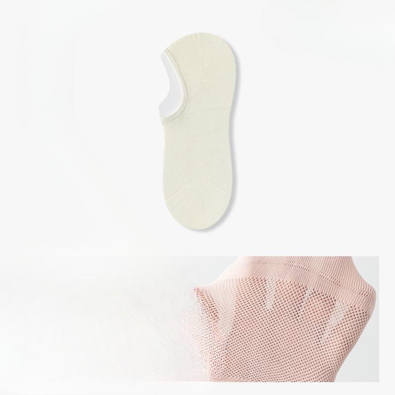Женские летние тонкие сетчатые хлопковые антибактериальные носки с неглубоким вырезом и невидимой пяткой