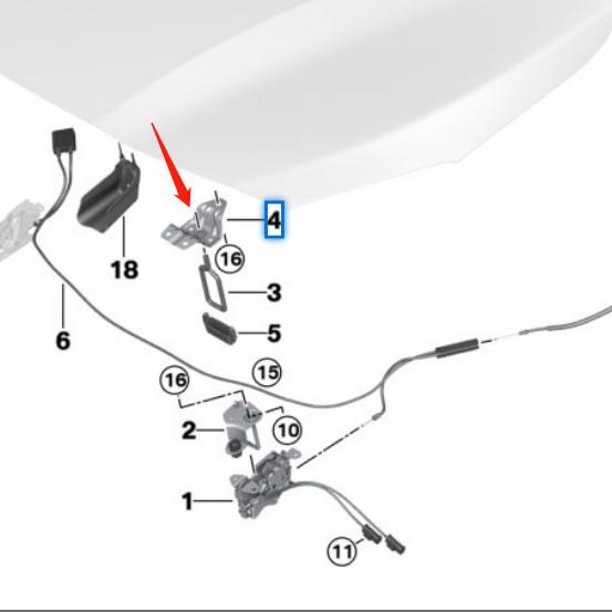 51237354562 Hood Lock Bracket for BMW X1 F48/F48LCI/F49LCI