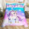 Children Cute Unicorn Duvet Cover Cartoon Bedding Set Rainbow Stripes Animals Children Kids Girls Gifts for Bedroom Decorations