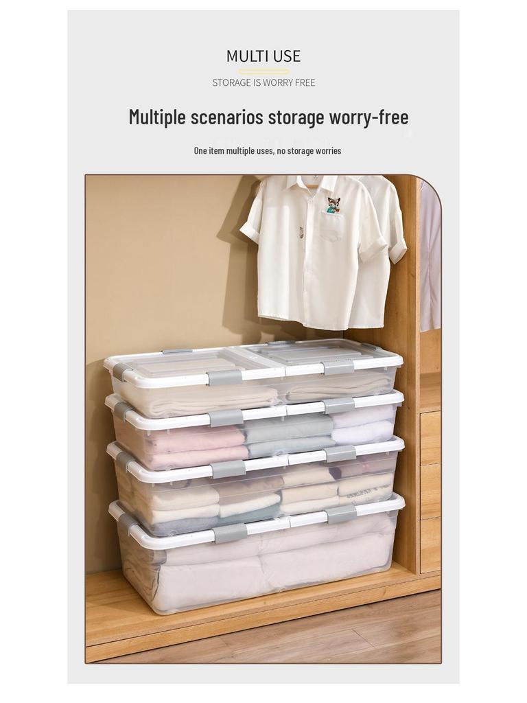 Large Transparent Under-Bed Storage Box - Moisture-Proof Organizer for Home or Dorm