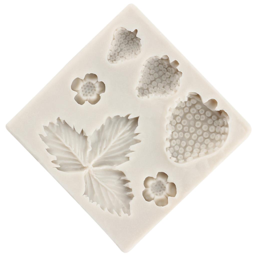 Силиконовая форма для клубники, цветы, листья, кекс, топпер, инструменты для украшения торта, конфеты, глиняные формы, форма для шоколадной мастики