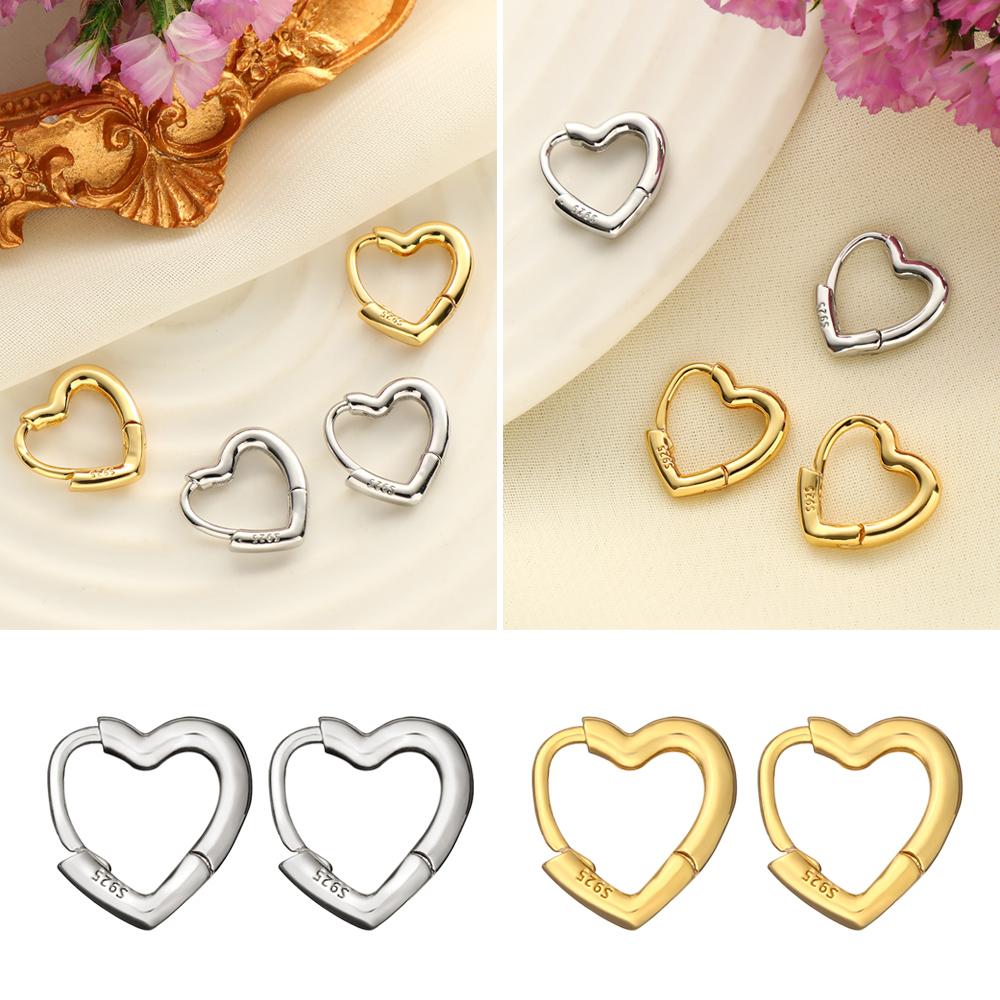 Маленькие подарочные серьги-кольца для девочек в форме сердца, гипоаллергенные гвоздики S925