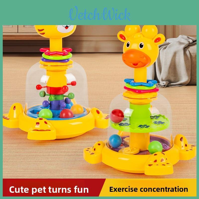 Plastic Toddler Puzzle Toy With Giraffe Design And Rotating Beads For Early Learning