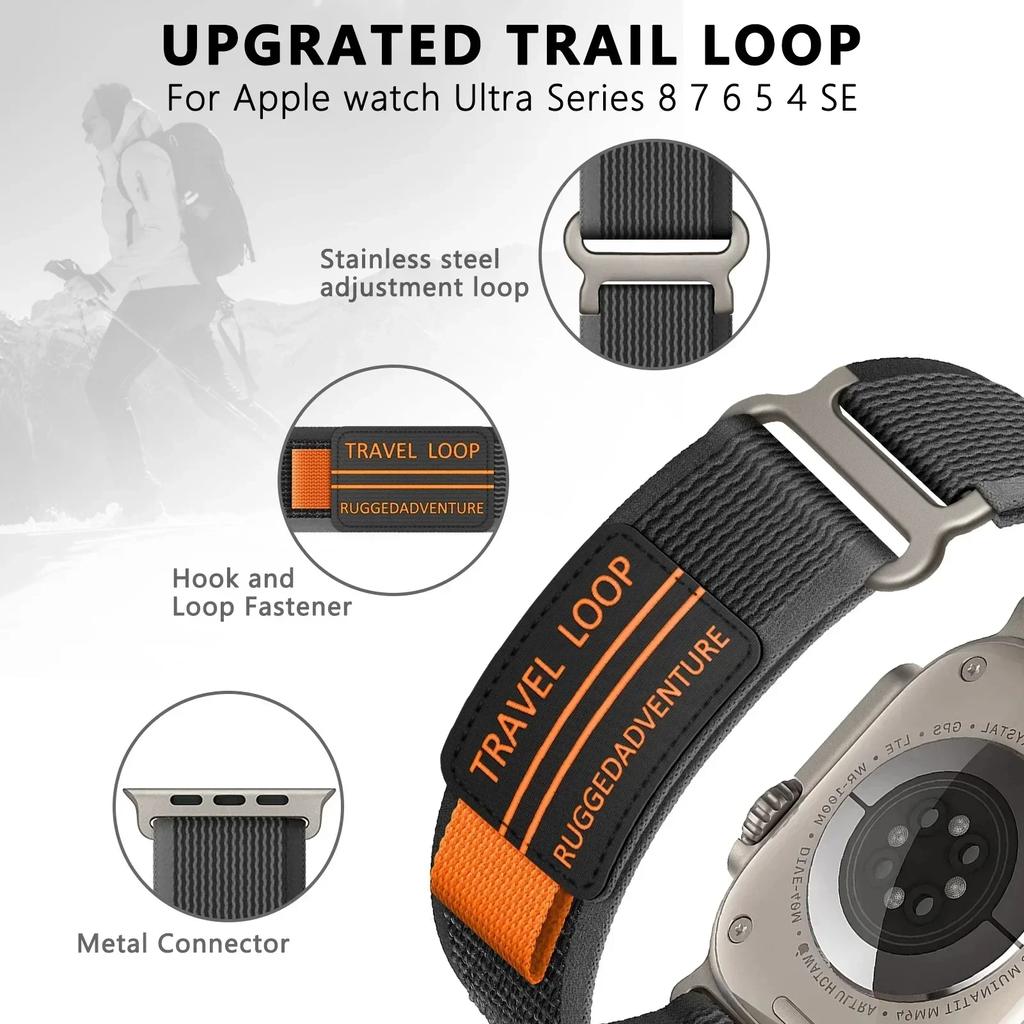 Классический ремешок Trail loop для Apple Watch Ultra Band 49 мм 44 мм 45 мм 42 мм спортивный ремешок Correa браслет iWatch серии 9 7 6 5 8 se нейлоновый ремешок