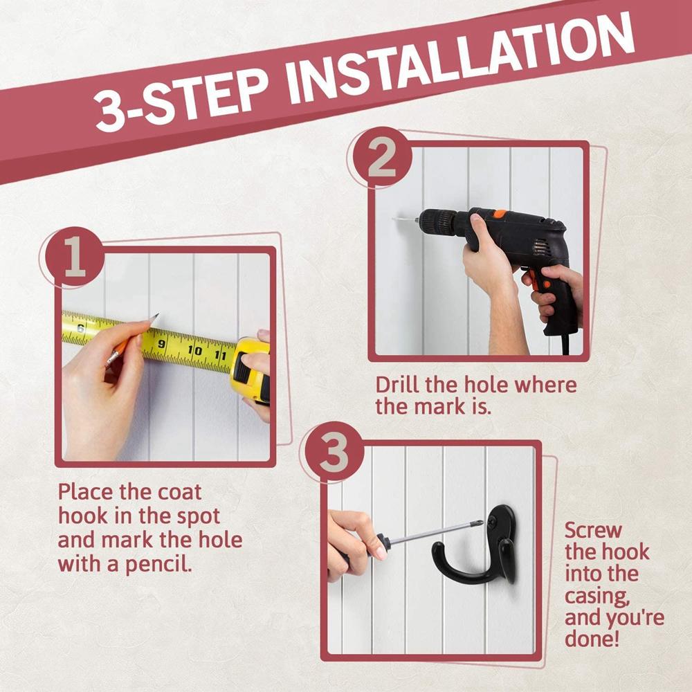 Towel Hat Bags With Screws Heavy Item Double Prong Robe Hook Coat Hook Home Hardware Cloth Hanger