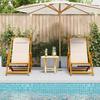 Folding Beach Chair with Cushions 2 pcs Brown Solid Acacia Wood
