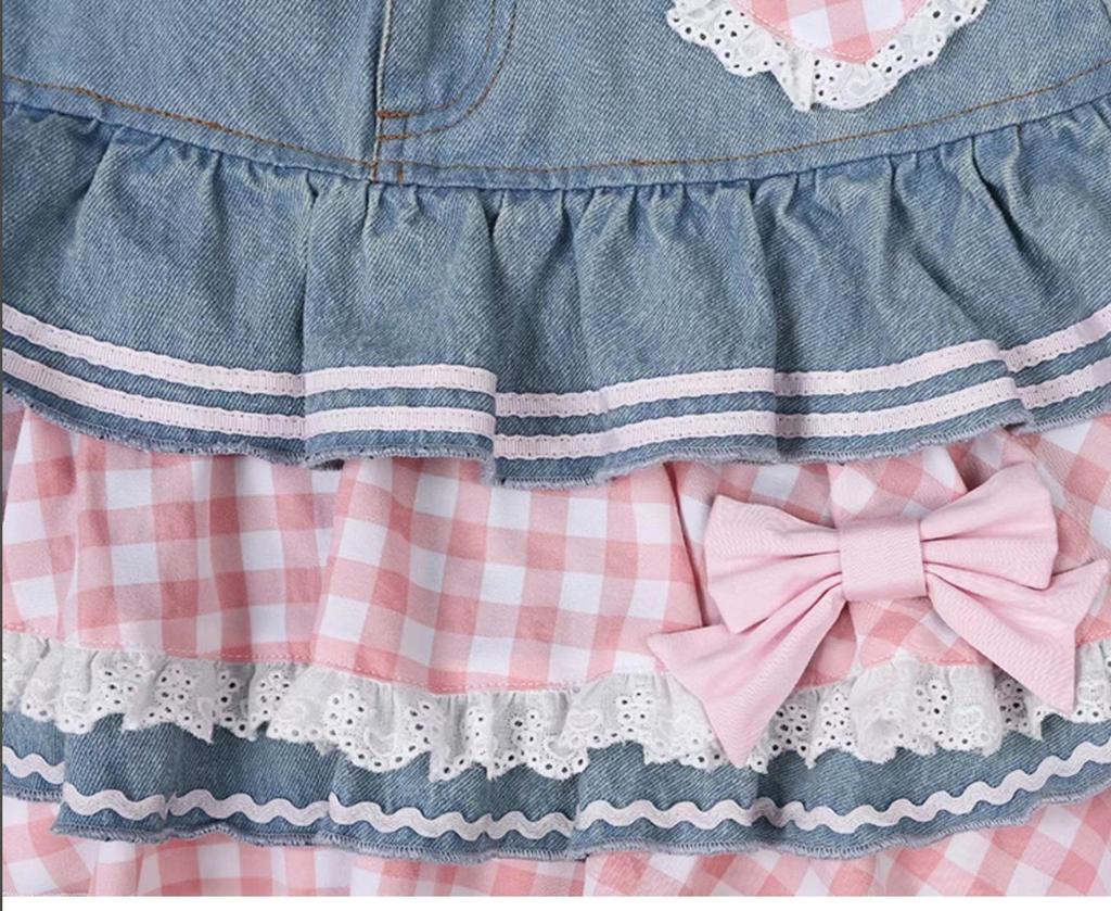 Европейская и американская плиссированная розовая джинсовая юбка для женщин - Миниатюрная, Слегка зрелая, Летний стиль