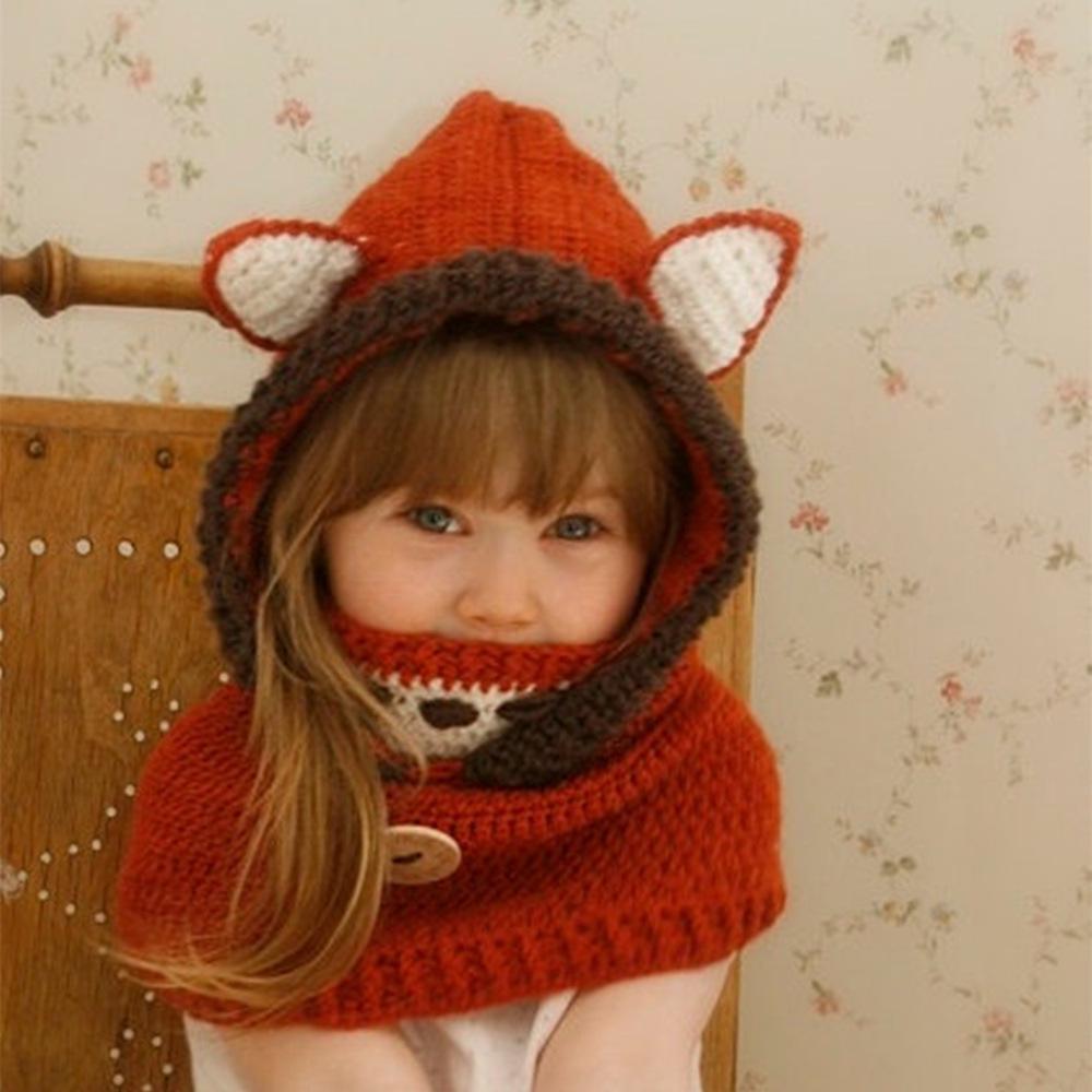Новые детские шапки, накидки, маски, шапки из лисьей шерсти, шали, теплые наушники, животная вязка для осени и зимы