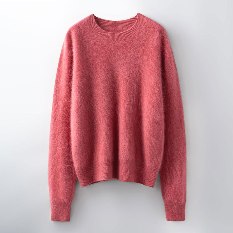 Cozy Autumn/Winter Women's Wool-Blend Brushed Round Neck Long Sleeve Sweater