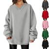 Women Winter Tops Women's Long Sleeve Sweatshirt Casual V-neck Loose Fit Pollover Fleece Tops