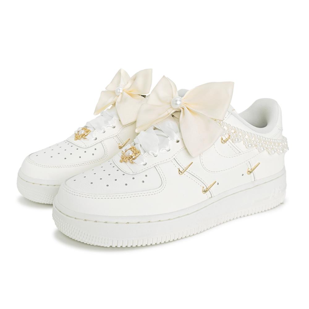 Nike Air Force 1 Жемчужное Обещание Покрытие Устойчивое к истиранию Покрытие Устойчивое к истиранию Низкие Скейтбордические кроссовки Женские FV3654-111(Команда598-)