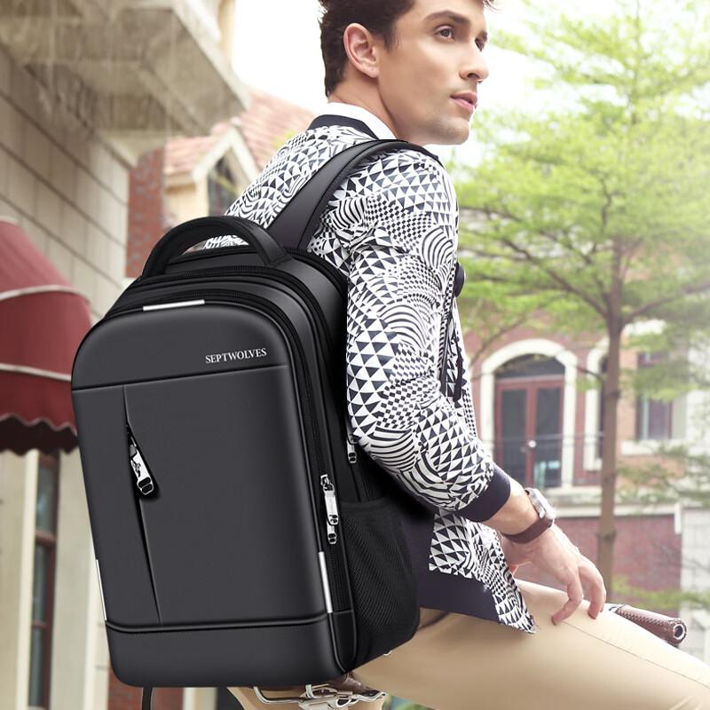 SEPTWOLVES Backpack, Laptop Bag with 15.6-Inch Notebook Compartment, Business Travel Large Capacity Backpack for High School And College Students