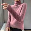 Стильный эластичный свитер с высоким воротником женский осенне-зимний с длинным рукавом вязаный трикотаж женский однотонный теплый пуловер с высоким воротом