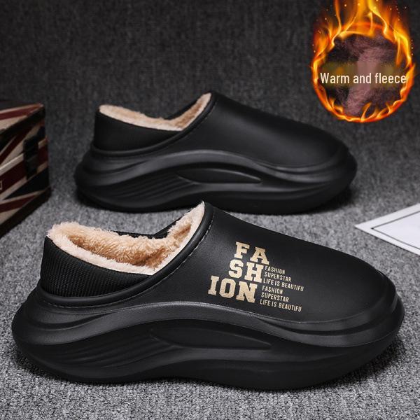 2024 Новые мужские водонепроницаемые хлопковые тапочки на каблуке — нескользящие, устойчивые к фекалиям, идеально подходят для использования в помещении и на улице осенью и зимой.