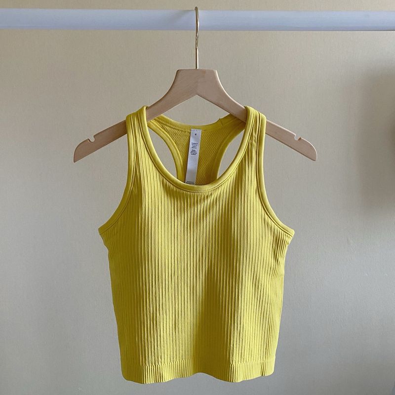 Foreign Trade Contrast Color Patchwork Solid Seamless Belt Chest Pad I-Shaped Yoga Vest Women Cross-Border Fitness Thread Top Outer Wear